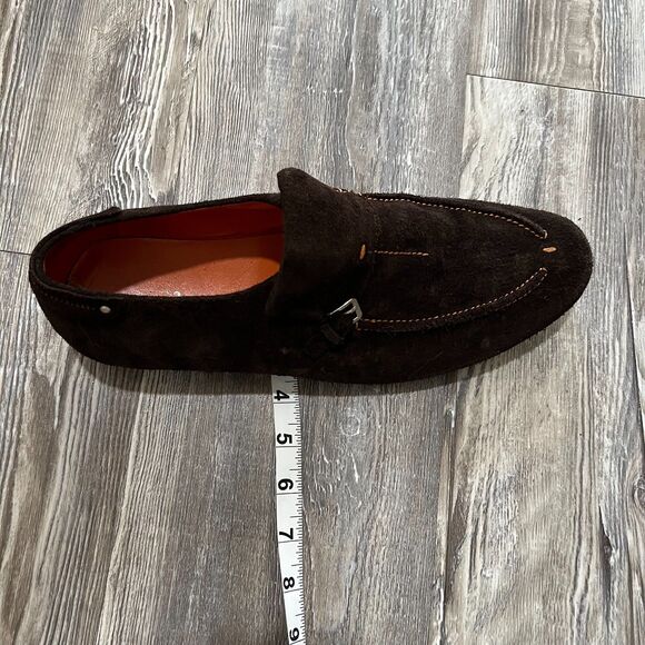 Magnanni Dark Brown Suede Monk Strap Loafers 9.5 - Picture 4 of 15